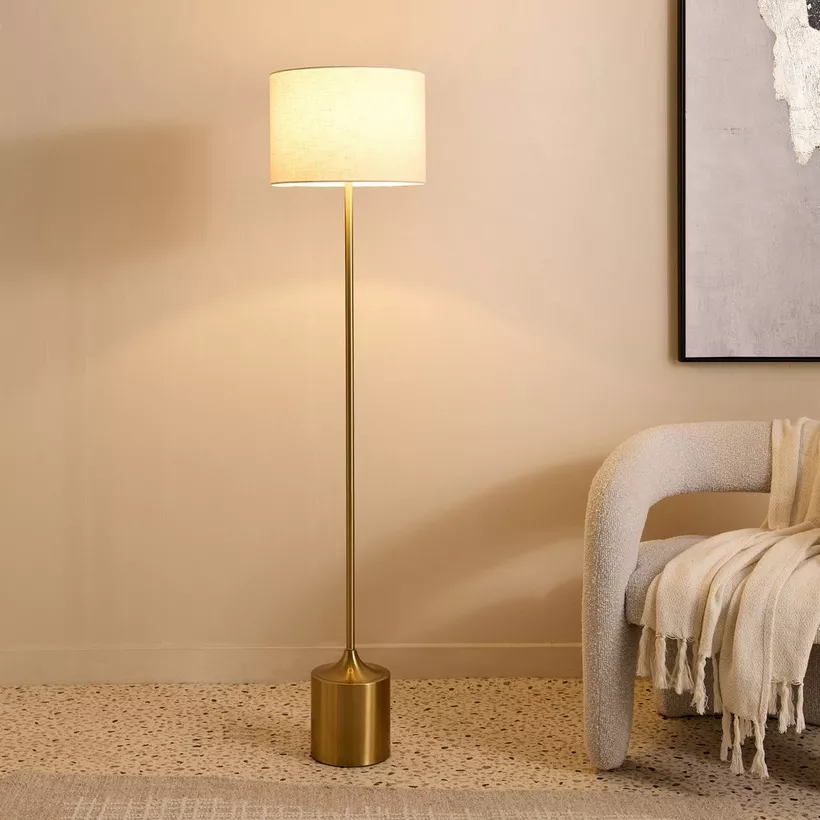 Haskett Otto Metal Floor Lamp with Linen Shade - 35x155 cm - Image 3