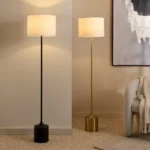 Haskett Otto Metal Floor Lamp with Linen Shade - 35x155 cm