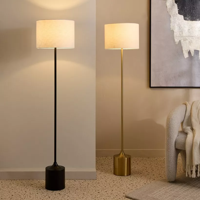 Haskett Otto Metal Floor Lamp with Linen Shade - 35x155 cm - Image 6