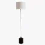 Haskett Otto E27 Metal Floor Lamp with Linen Shade - 155 cm