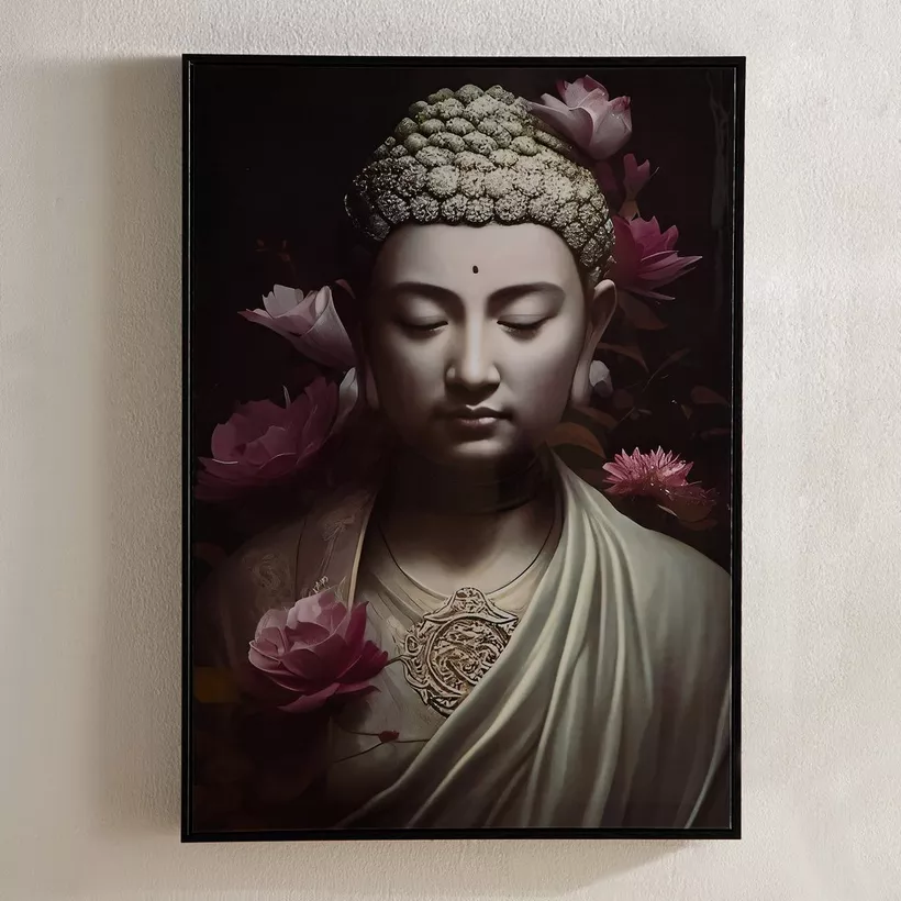 Fossel Buddha Framed Picture - 50x70x2.5 cm - Image 3