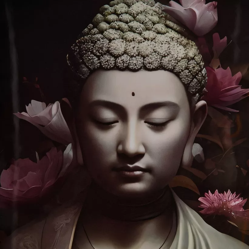 Fossel Buddha Framed Picture - 50x70x2.5 cm - Image 4