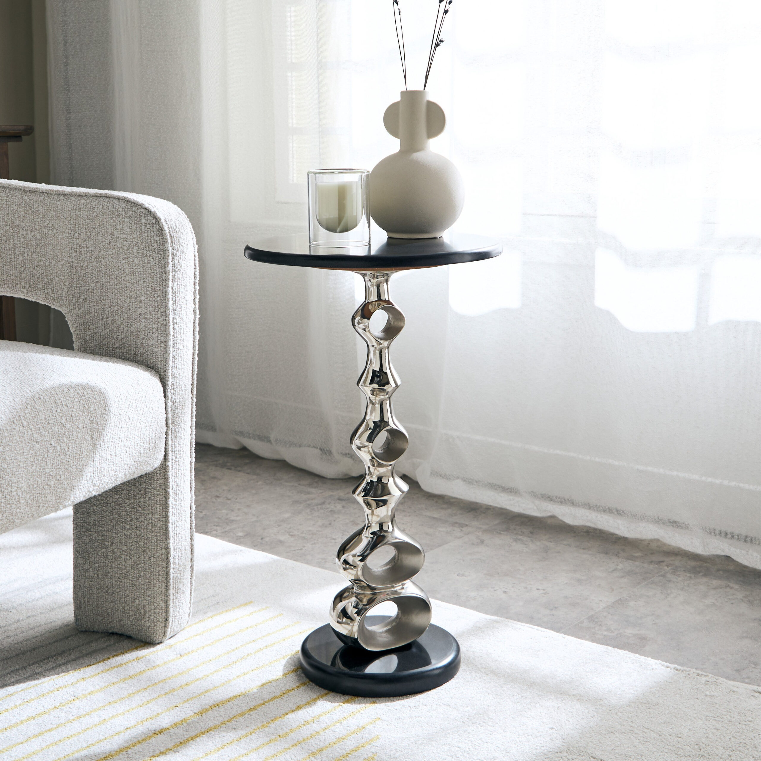 Cavon Archie Genuine Marble Top Accent Table