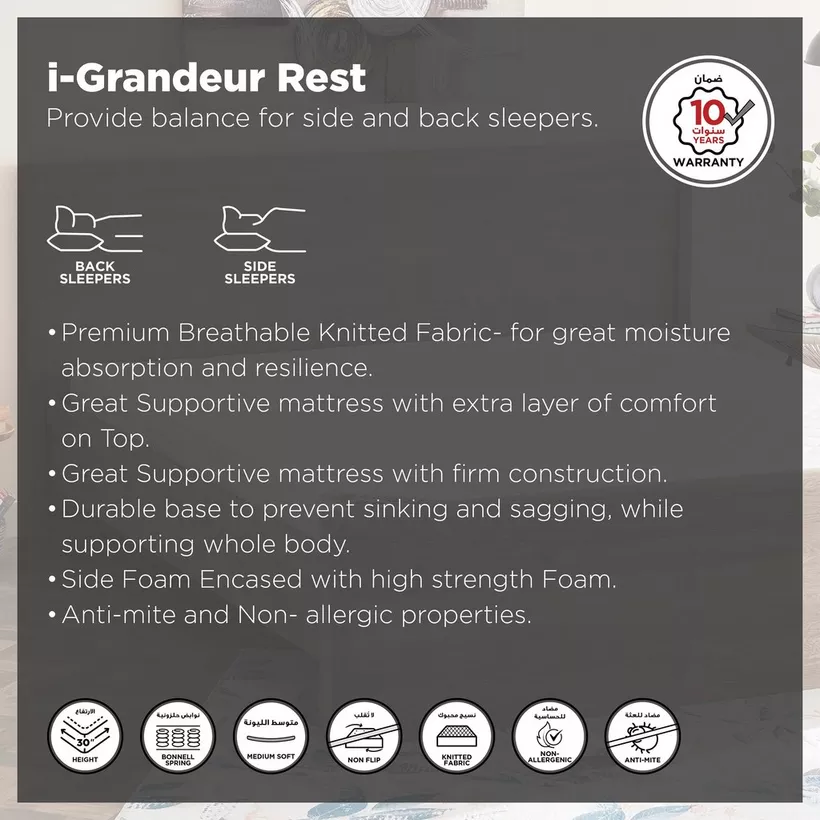 SleepNest iGrandeur Rest Medium Soft Pillow Top Bonnell Spring Mattress - 155x205x30 cm - Image 5