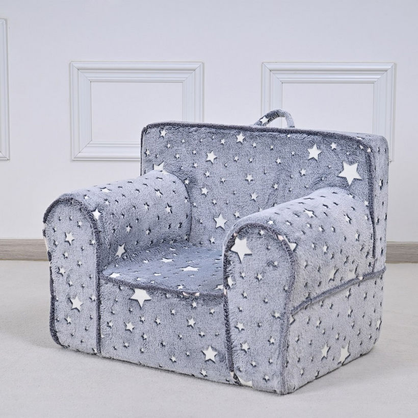 Aurora Kids Comfy Armchair with Glow in Dark Fabric and Carrying Handle - Image 9