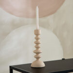 Lysi Aluminium Stuco Finish Candleholder - 10x10x25.5 cm