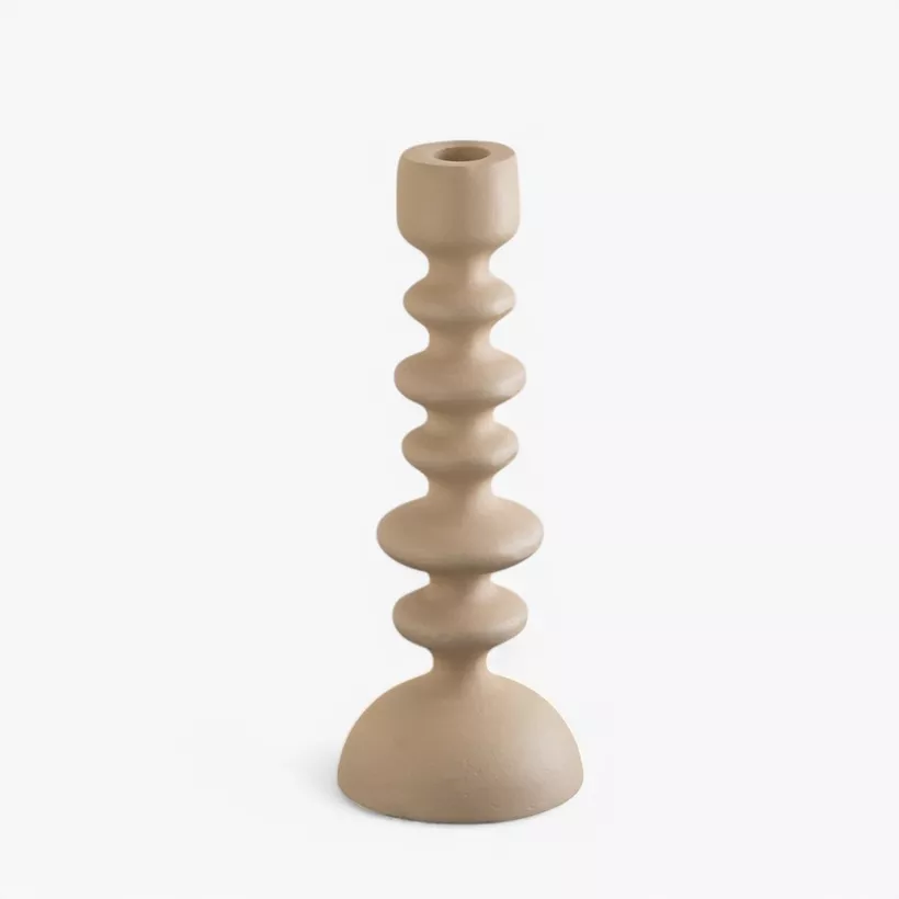 Lysi Aluminium Stuco Finish Candleholder - 10x10x25.5 cm - Image 2