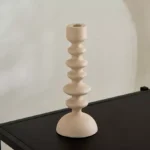 Lysi Aluminium Stuco Finish Candleholder - 10x10x25.5 cm