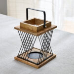 Certosa Wooden Lantern with Metal Borders - 14x14x22 cm