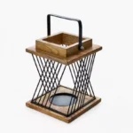 Certosa Wooden Lantern with Metal Borders - 14x14x22 cm