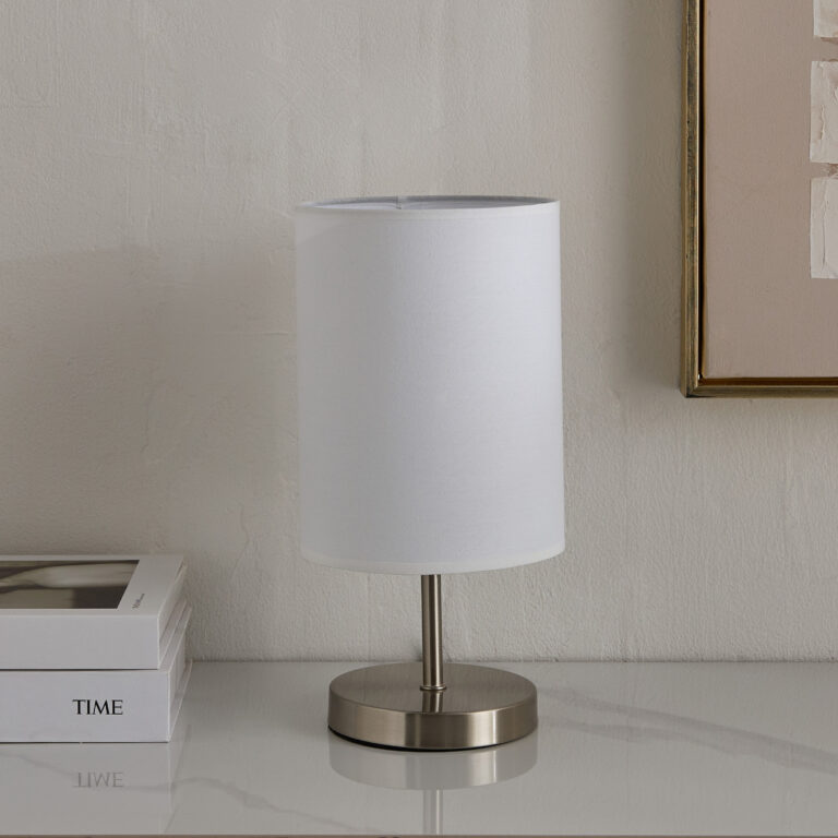 Glen Metal Table Lamp with Linen Shade - 15x15x30 cm