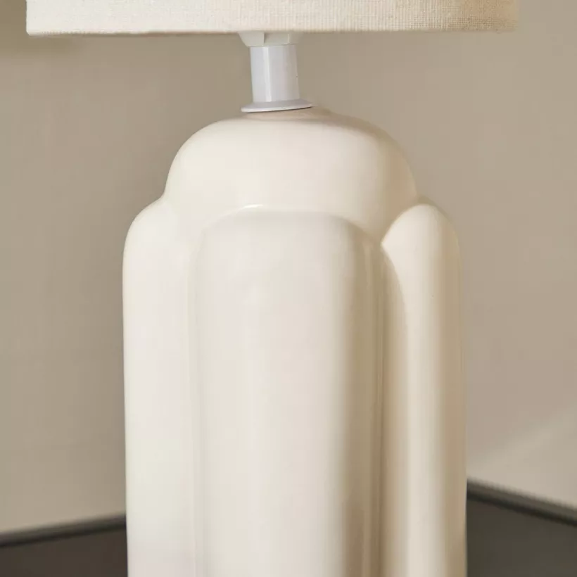 Emzie Ceramic Table Lamp with Linen Shade - 36 cm - Image 4