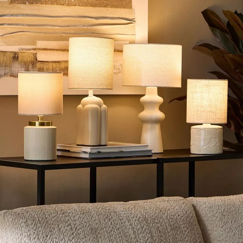 Emzie Ceramic Table Lamp with Linen Shade - 36 cm - Image 5