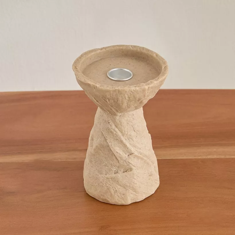 Whyton Travetine Candleholder - 10x10x15 cm - Image 3