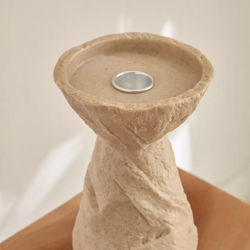 Whyton Travetine Candleholder - 10x10x15 cm - Image 4