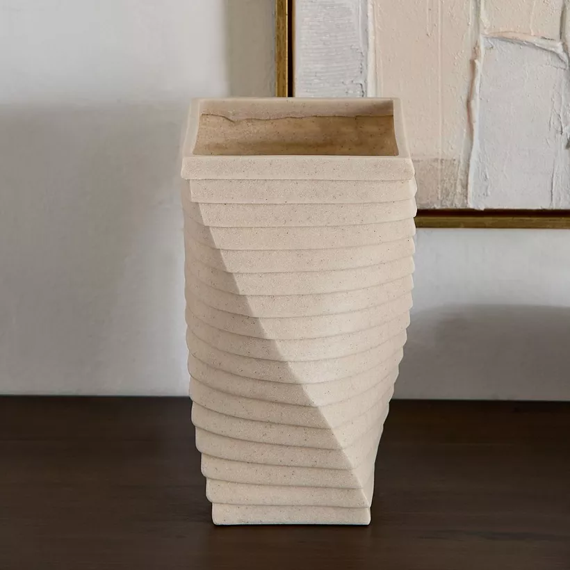 Silton Ribbed Modern Vase - 16x16x30 cm - Image 3