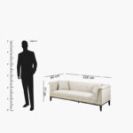Anniston 3-Seater Fabric Sofa with 2 Cushions