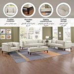 Anniston 3-Seater Fabric Sofa with 2 Cushions
