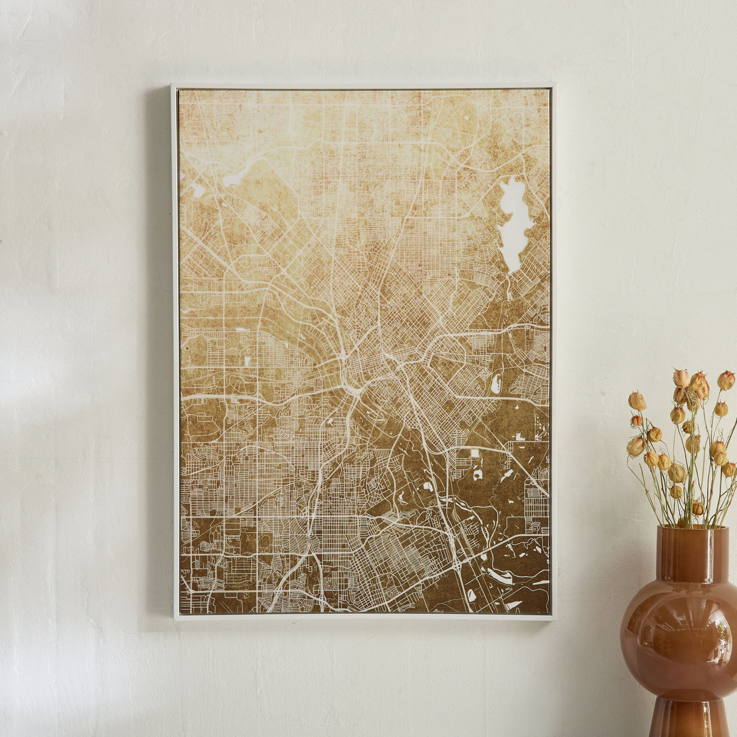Cyprus Odean City Map Framed Canvas with ABS High Gloss Surface - 50x70x2.8 cm