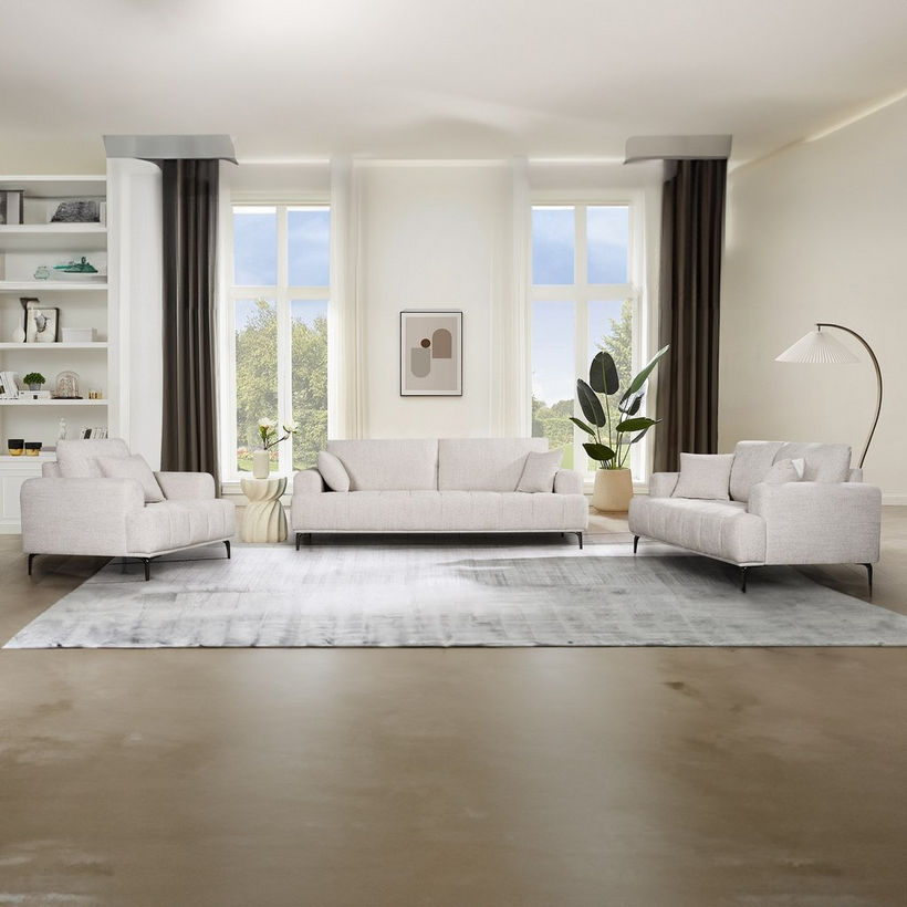 Porto 3-Seater Fabric Sofa with 2 Cushions - Image 11
