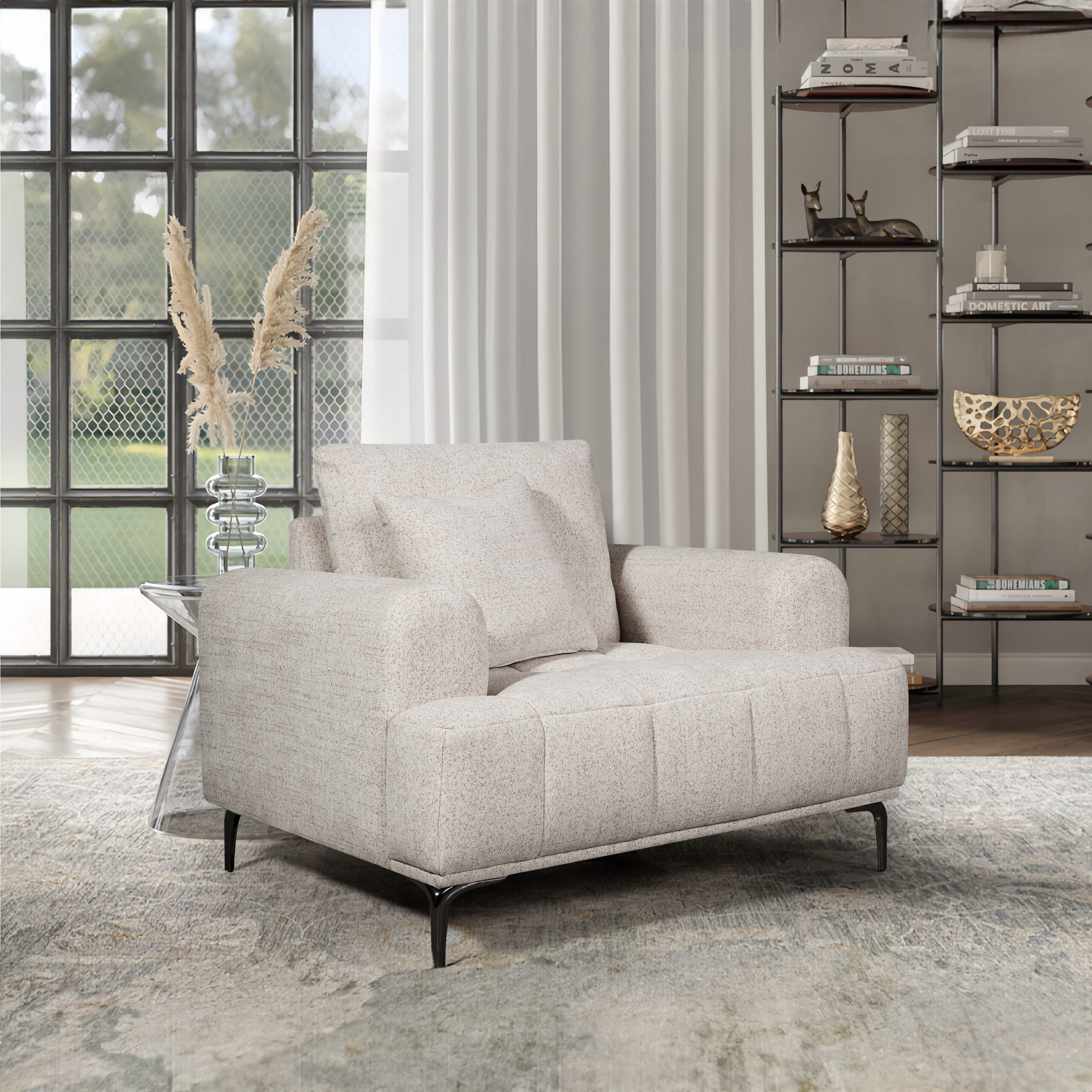 Porto Armchair Fabric Sofa with Cushion