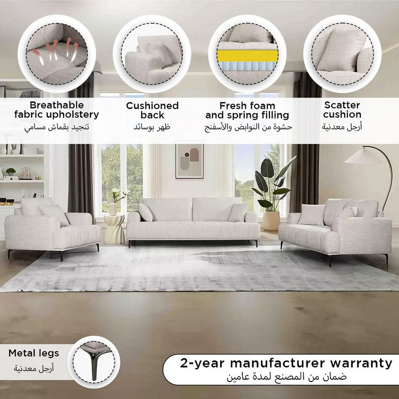 Porto Armchair Fabric Sofa with Cushion - Image 5