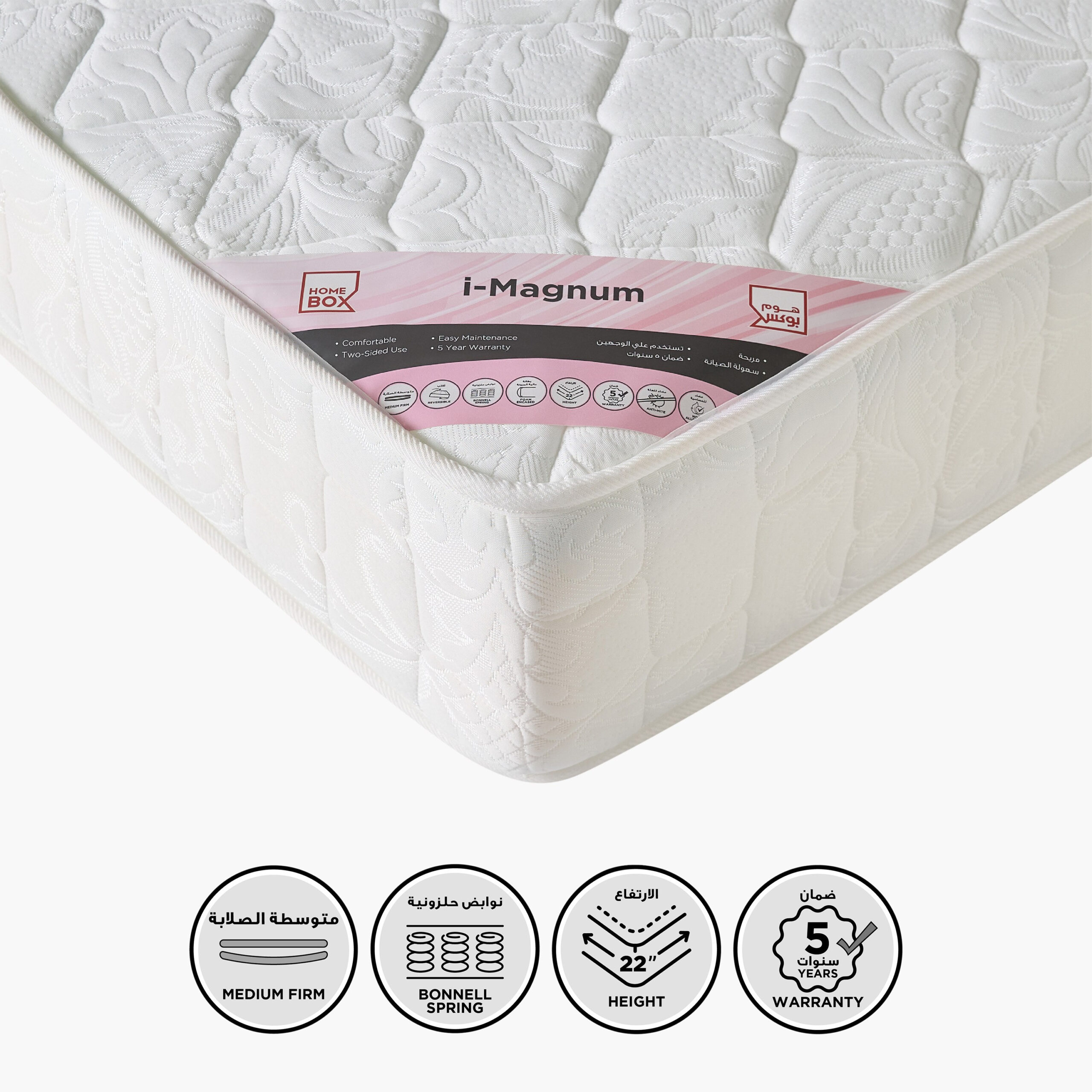 SleepEase iMagnum Side Foam Encased Bonnell Spring Single Mattress - 90x200x22 cm