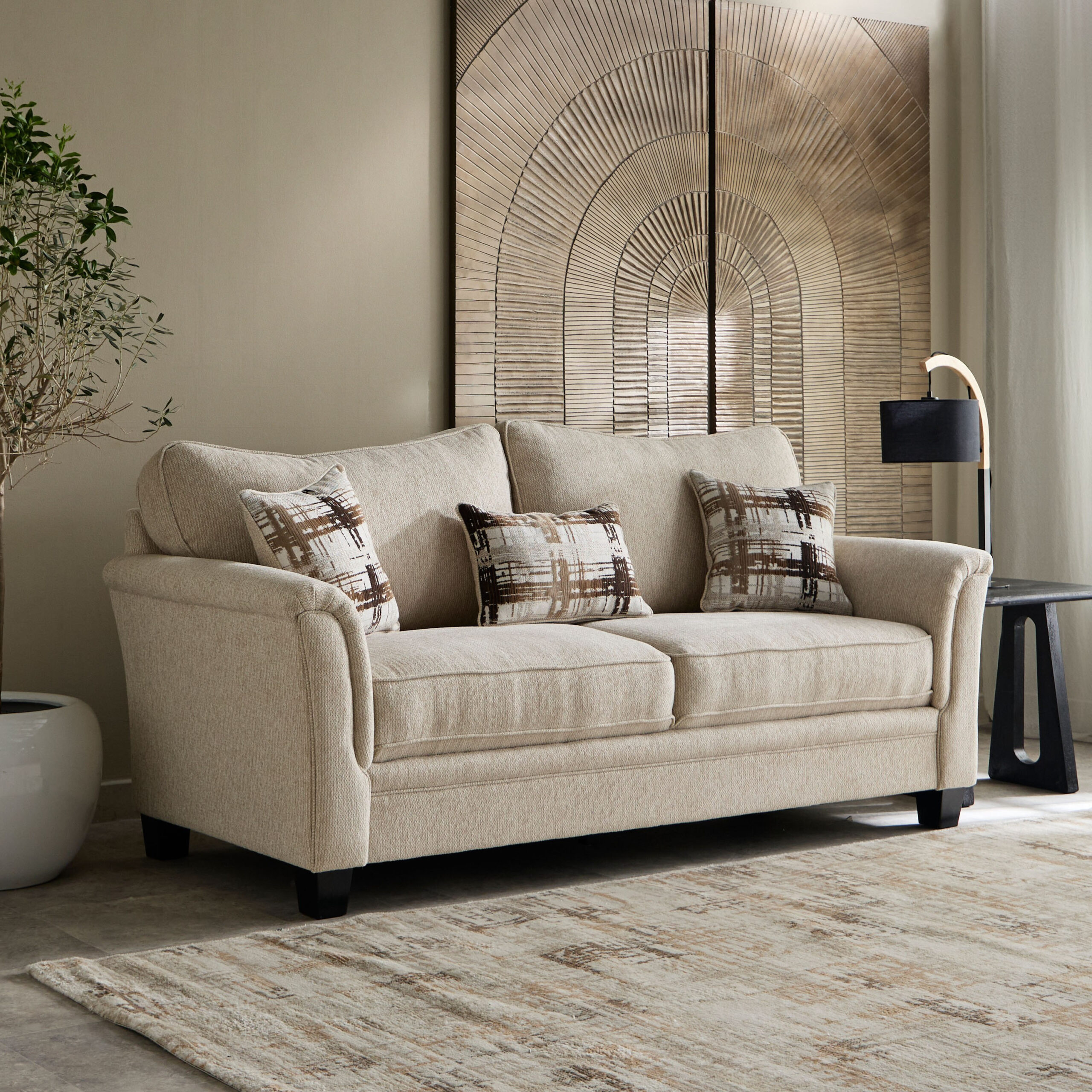 Urban 3-Seater Fabric Sofa with 3 Cushions