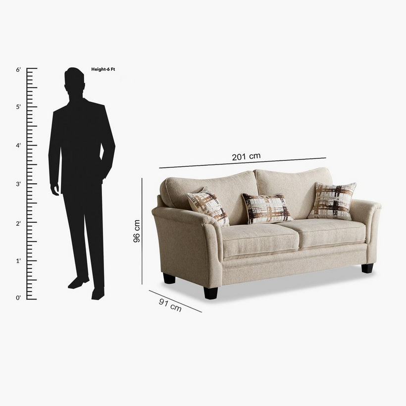 Urban 3-Seater Fabric Sofa with 3 Cushions - Image 12