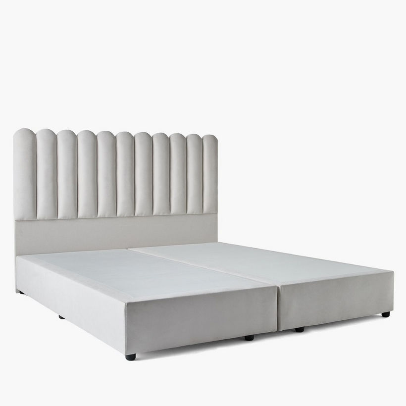 Movo Curvy Brooks Upholstered Queen Bed - 160x200 cm - Image 11