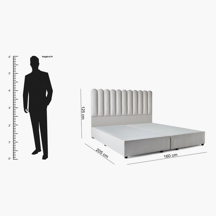 Movo Curvy Brooks Upholstered Queen Bed - 160x200 cm - Image 2