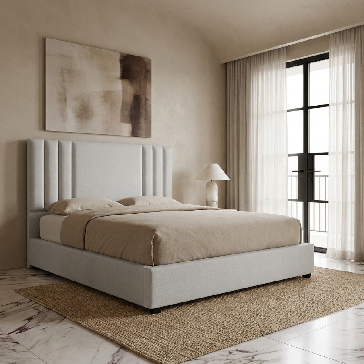 Movo Curvy Galaxy Upholstered Queen Bed - 160x200 cm