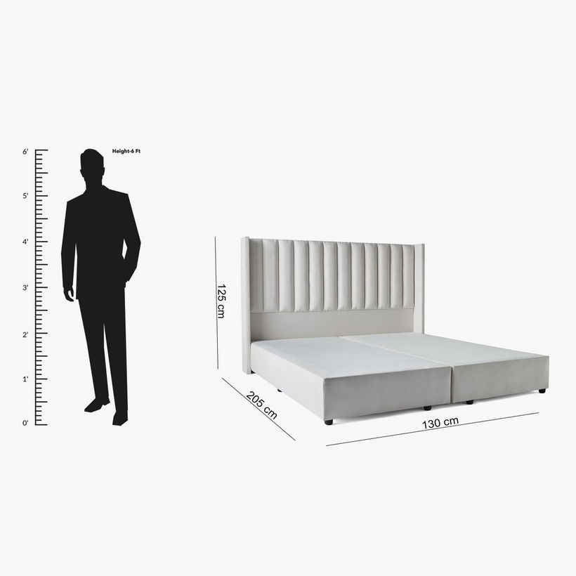 Movo Curvy Wing Back Twin Upholstered Bed - 120x200 cm - Image 2