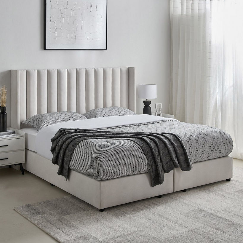 Movo Curvy Wing Back Twin Upholstered Bed - 120x200 cm - Image 10