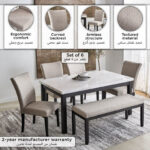 Orlando Genuine 6-Seater Marble Top Dining Table Set