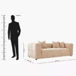 Blob 3-Seater Fabric Sofa with 3 Cushions