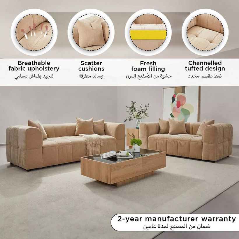 Blob 2-Seater Fabric Sofa with 2 Cushions - Image 10