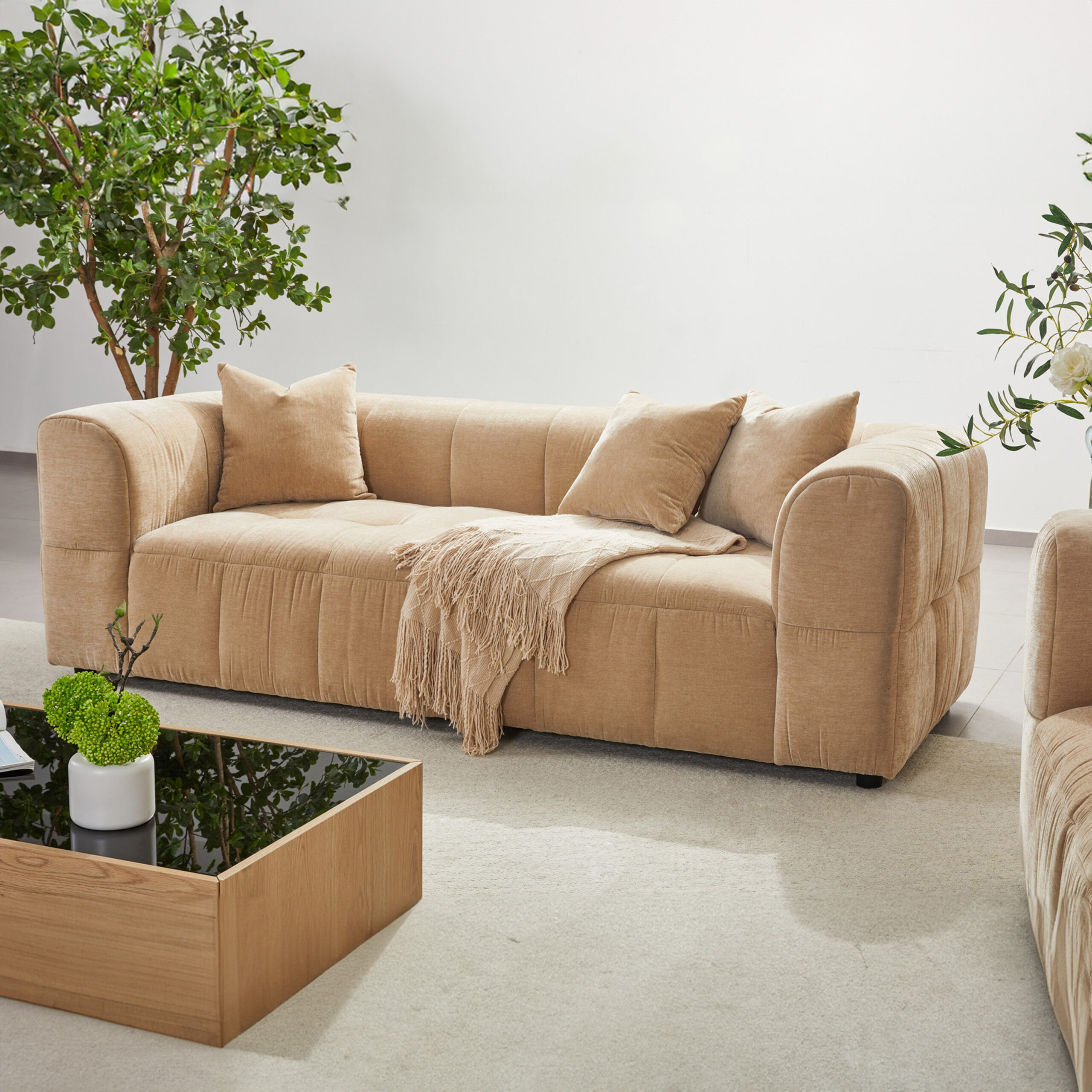Blob 2-Seater Fabric Sofa with 2 Cushions
