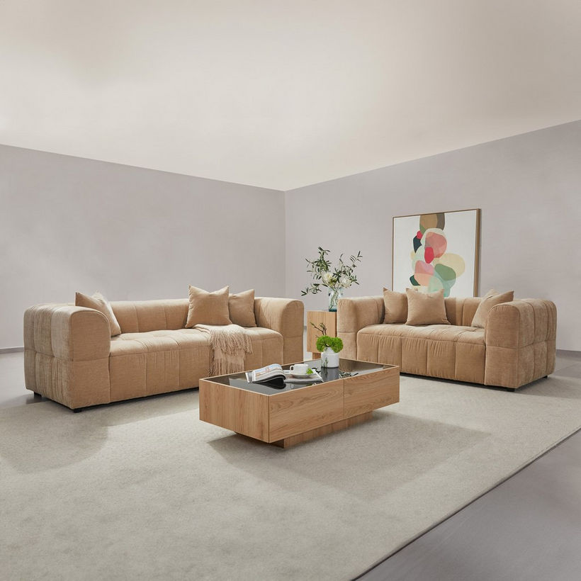Blob 2-Seater Fabric Sofa with 2 Cushions - Image 9