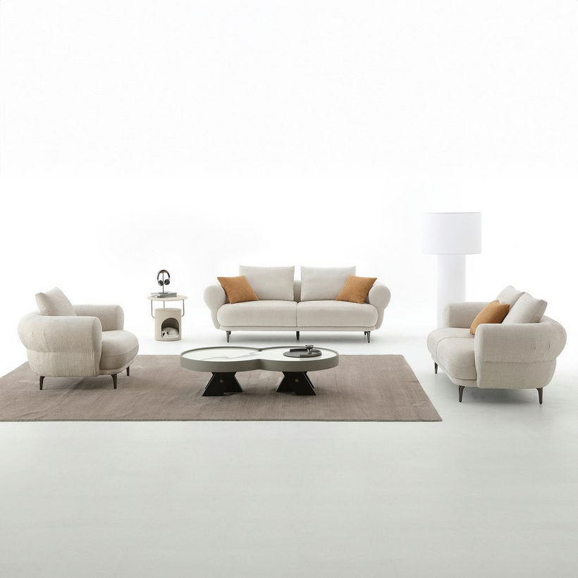 Cologne 3-Seater Fabric Sofa with 2 Large and 2 Small Cushions - Image 8