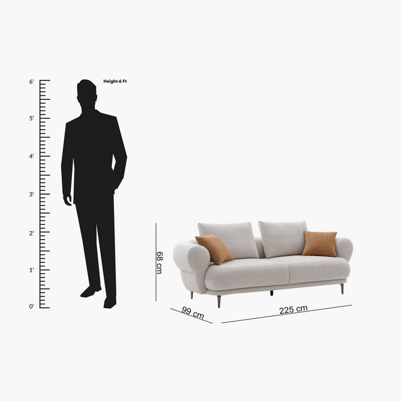 Cologne 3-Seater Fabric Sofa with 2 Large and 2 Small Cushions - Image 10