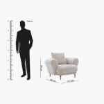 Cologne Armchair Fabric Sofa with Large Cushion