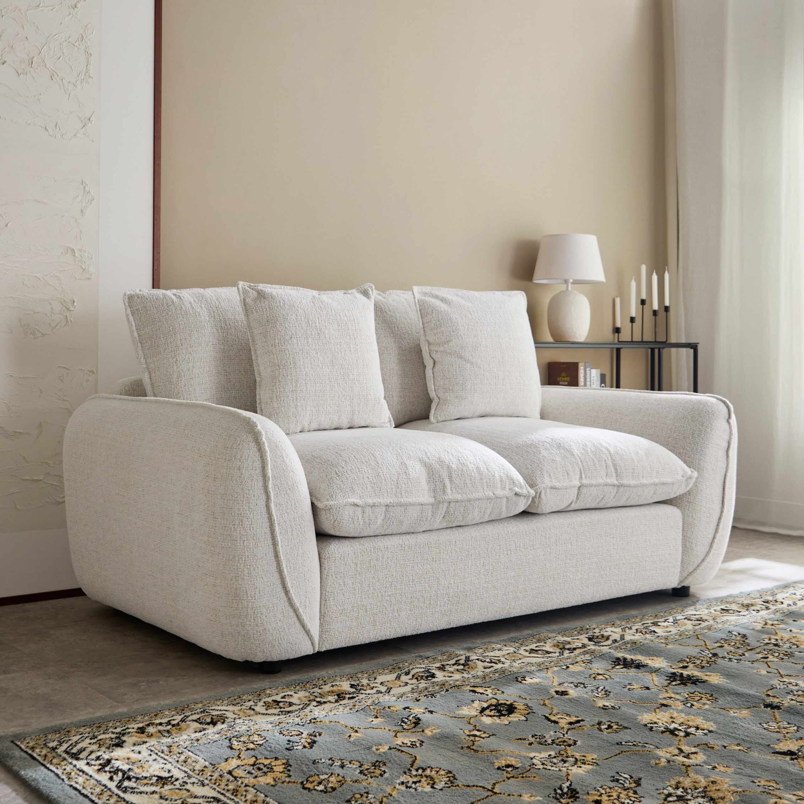 Clayton 2-Seater Fabric Sofa with 2 Cushions