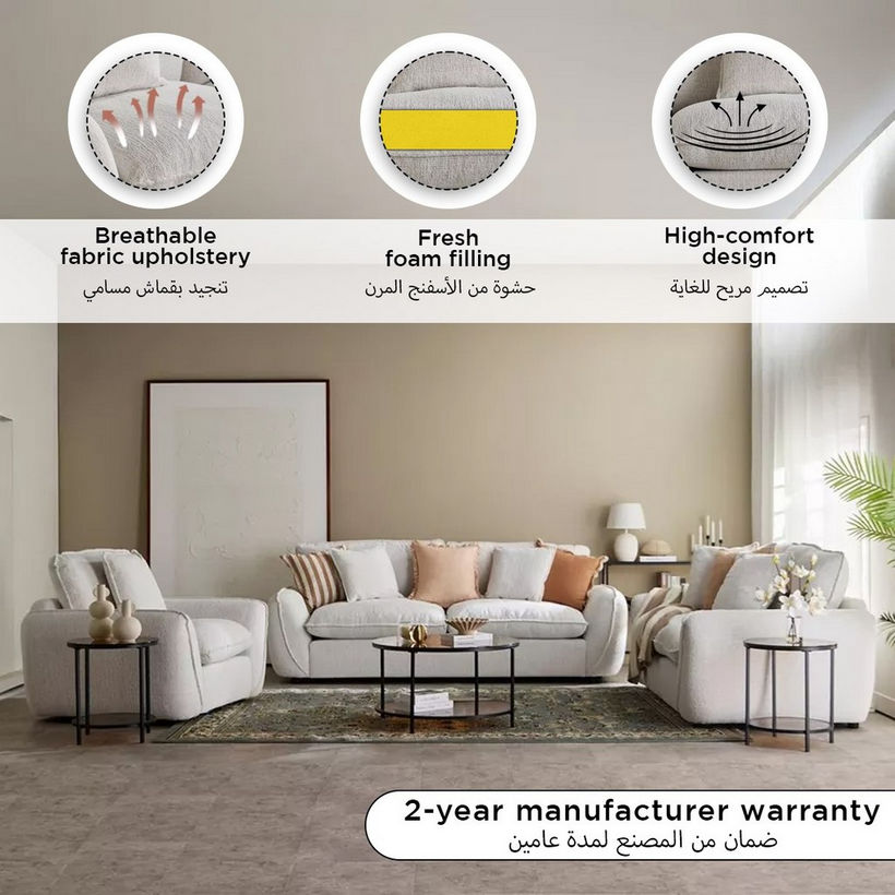 Clayton 2-Seater Fabric Sofa with 2 Cushions - Image 13