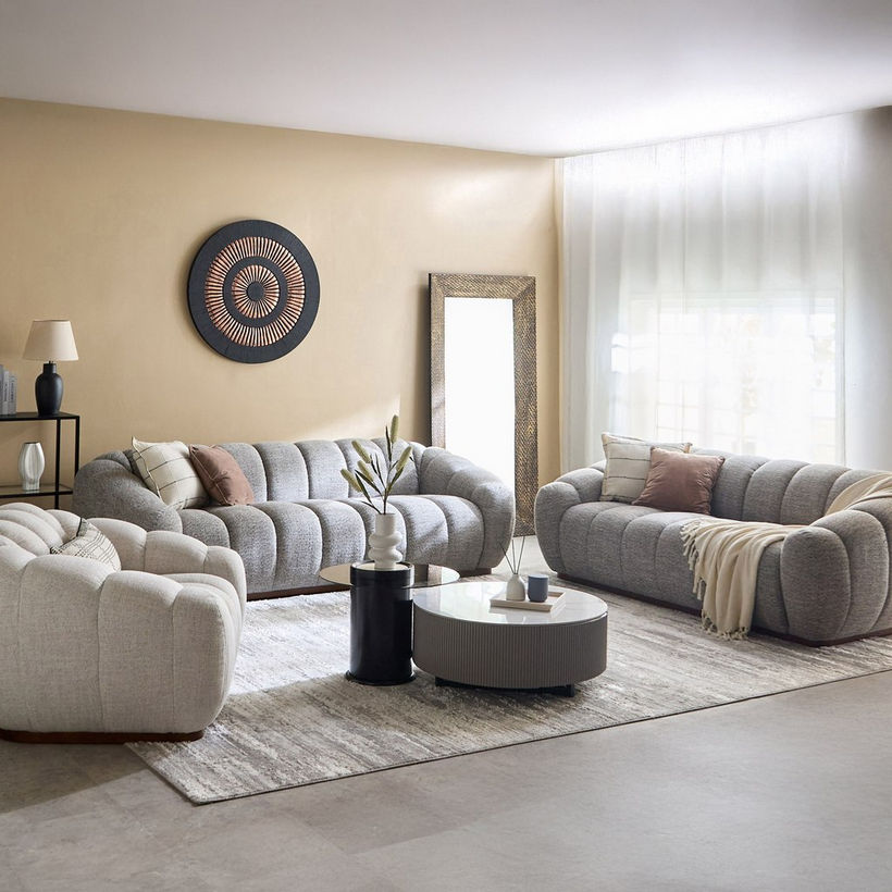 Acra 4-Seater Large Fabric Sofa - Image 9