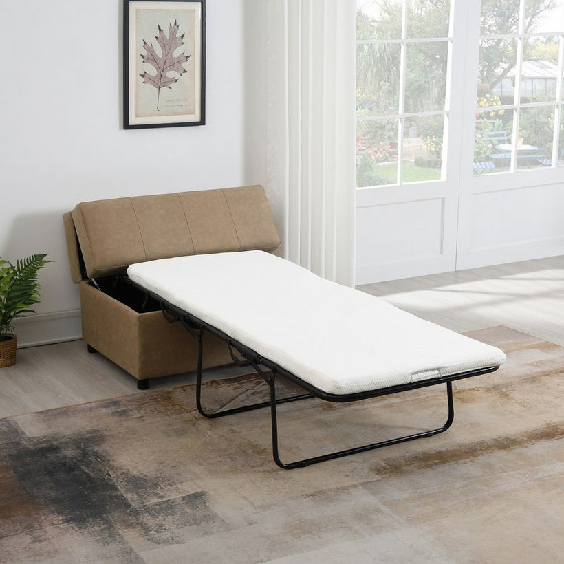 Arden 2-Seater Fabric Sofa Bed Cum Ottoman with Storage - Image 4