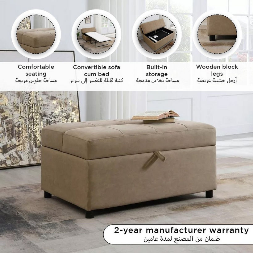 Arden 2-Seater Fabric Sofa Bed Cum Ottoman with Storage - Image 8