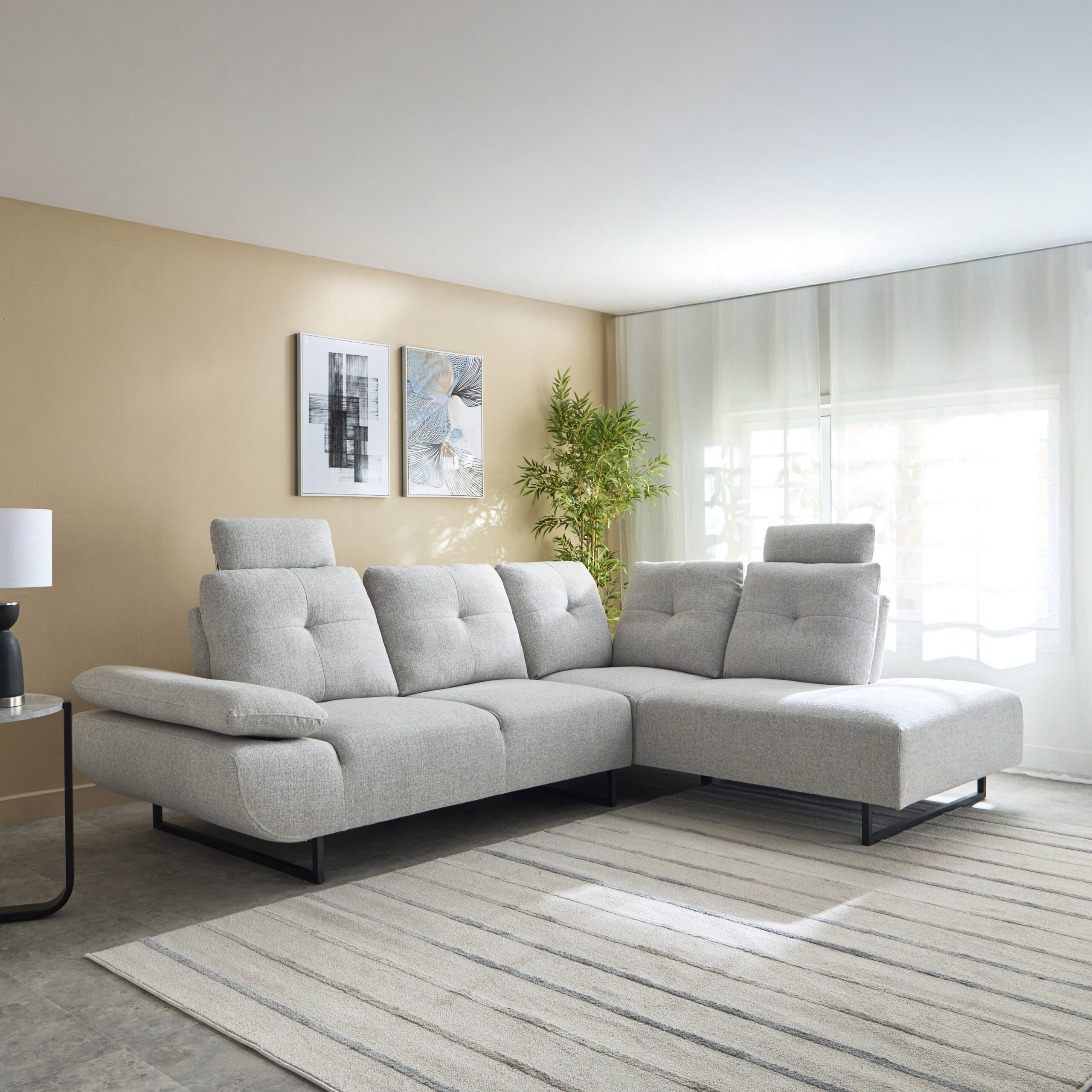 Premier 4-Seater Right Corner Fabric Sofa with Adjustable Back