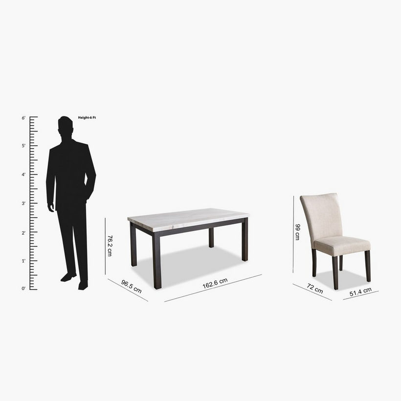 Orlando NXT Genuine Marble Top 6-Seater Dining Table Set - Image 14