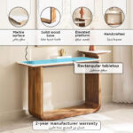 Cavon Ashton Genuine Marble Top Console Table with Solid Wood Base